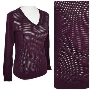 The Limited Sweater Womens PM Purple Wool Open Weave  Minimalist Work Officecore